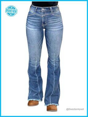 High Waisted Bootcut Tummy Control Butt Lifting Jeans Frayed Hem